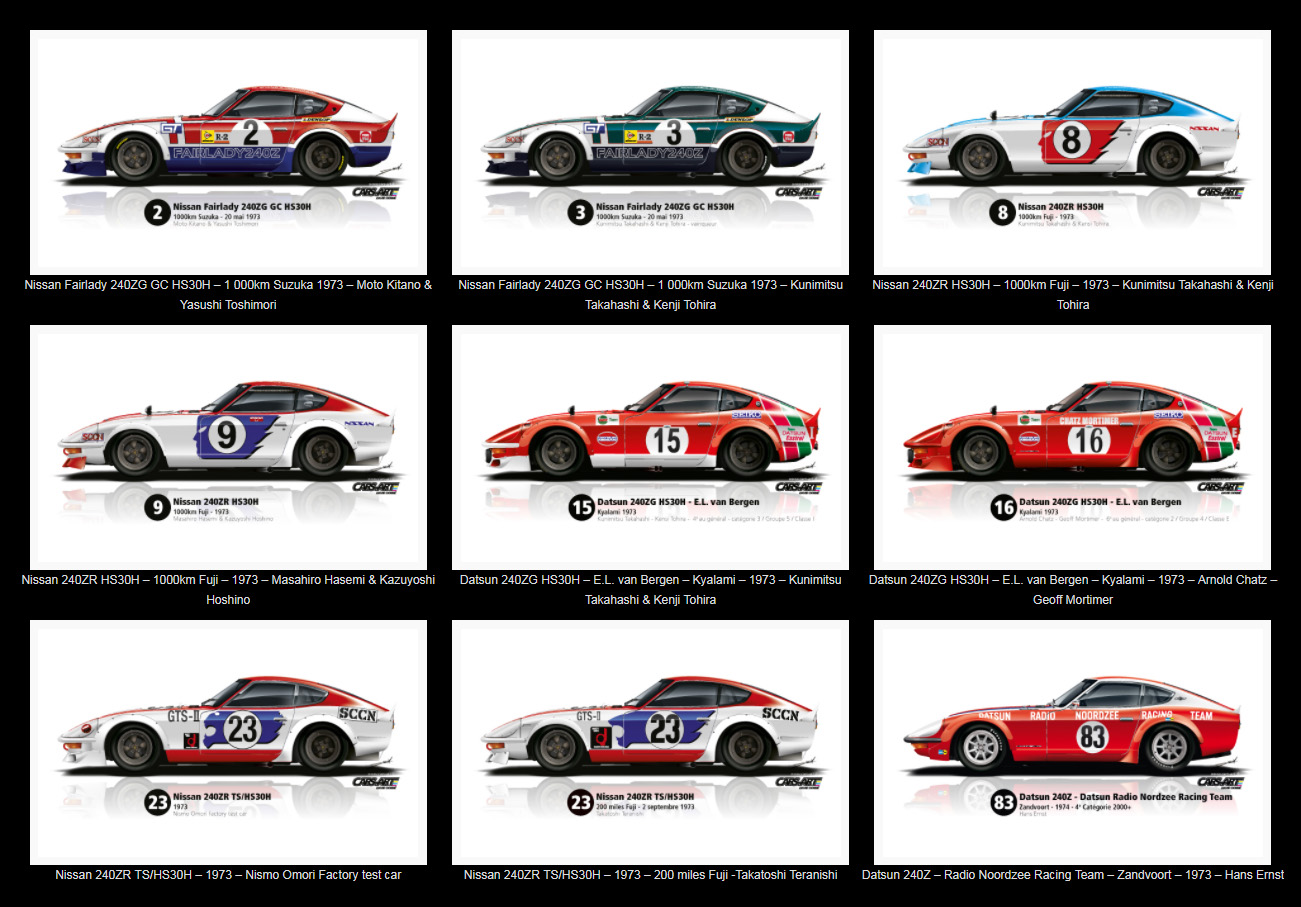Fairlady'Z gallery Datsun Nissan S30 vintage racing cars