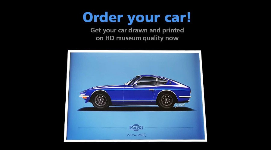 Get your own car drawn and printed in HD museum quality now